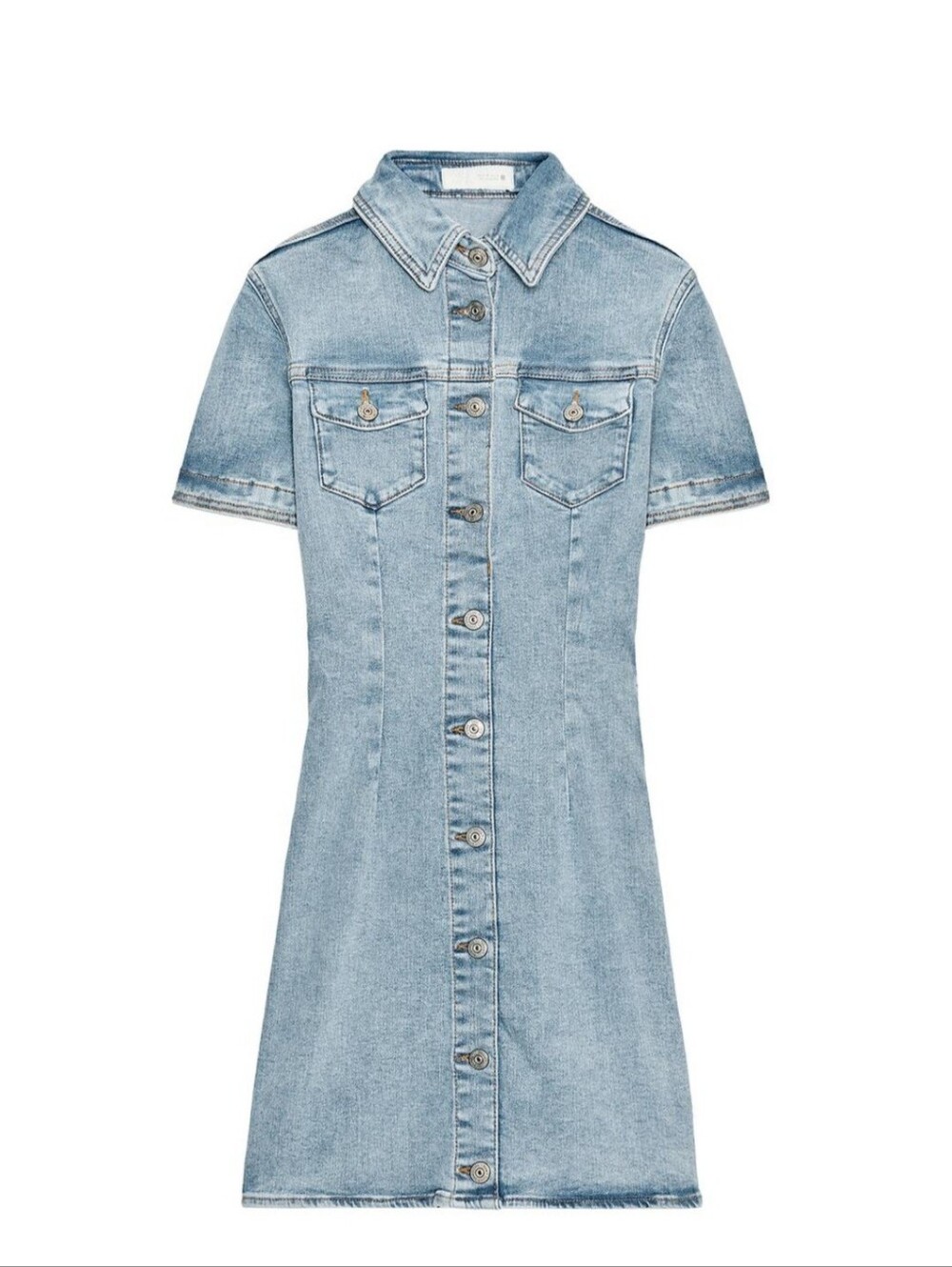 Zara Light Blue Denim Button-Down Mini Dress